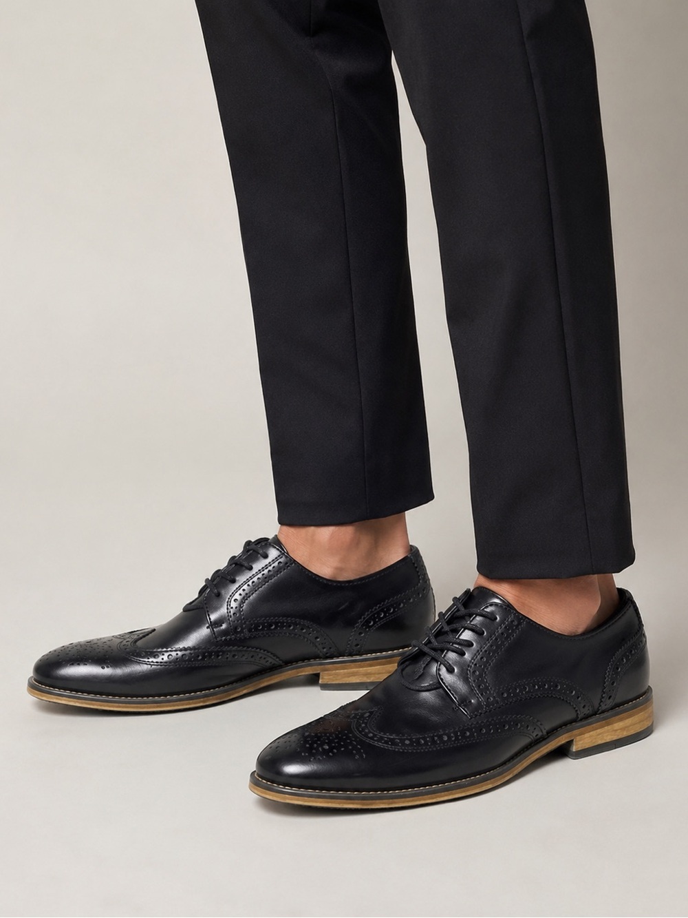 Bruno Marc Men’s Black Wingtip Oxford Dress Shoes Size 6.5